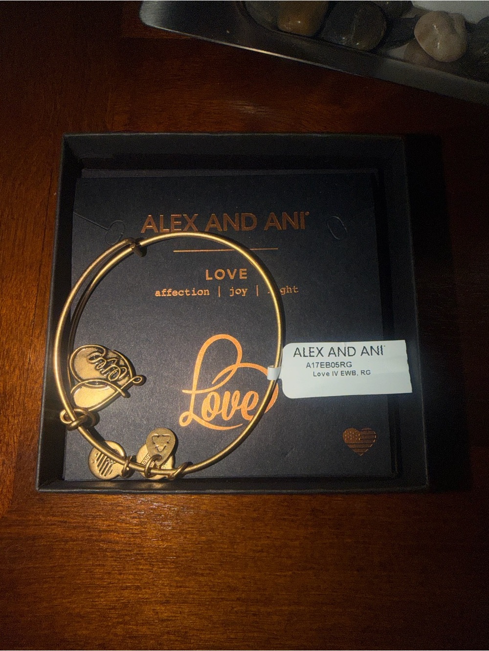 Alex and Ani Gold Love Charm Expandable Bangle